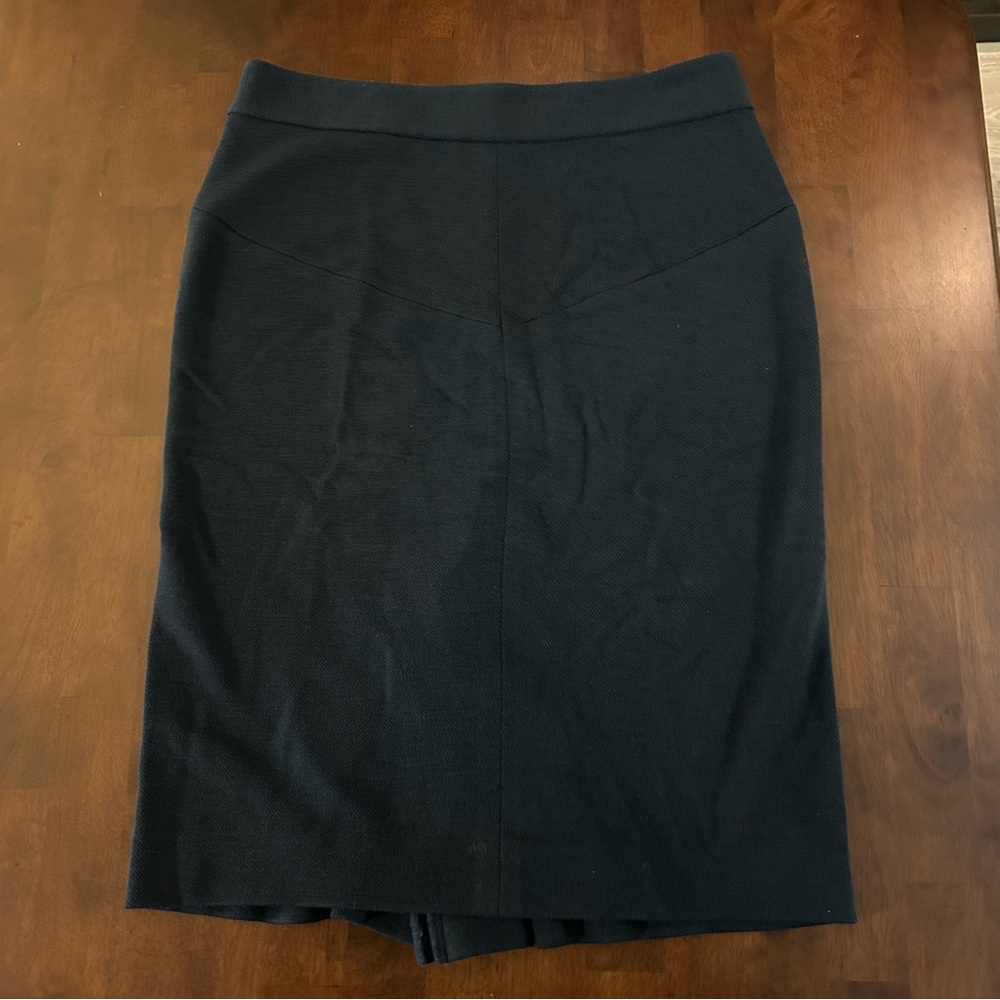 Diane von Furstenberg Martine Navy Blue Wool Blend Pencil Skirt Size 12